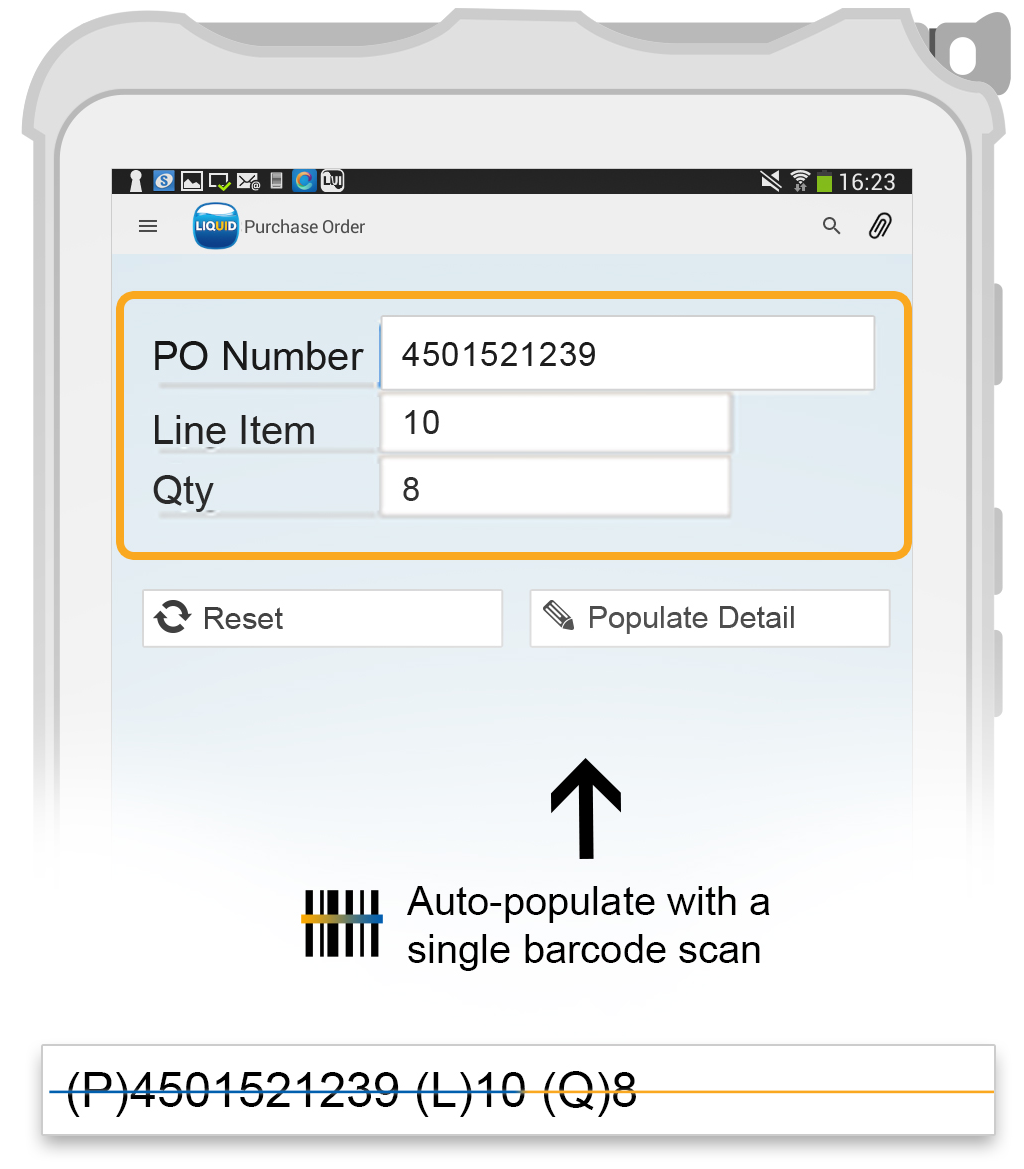 Edit the scanned data and program an action after scanning to trigger events like auto-populate, auto-enter or auto-tabbing