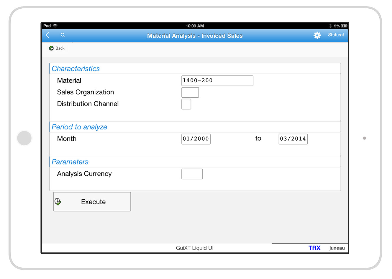 Liquid UI for iOS/Android - SAP MM - Material Analysis Invoiced Sales