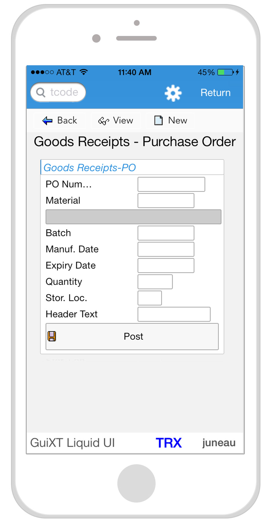 Liquid UI for iOS/Android - SAP WM - Goods Receipt/Purchase Order