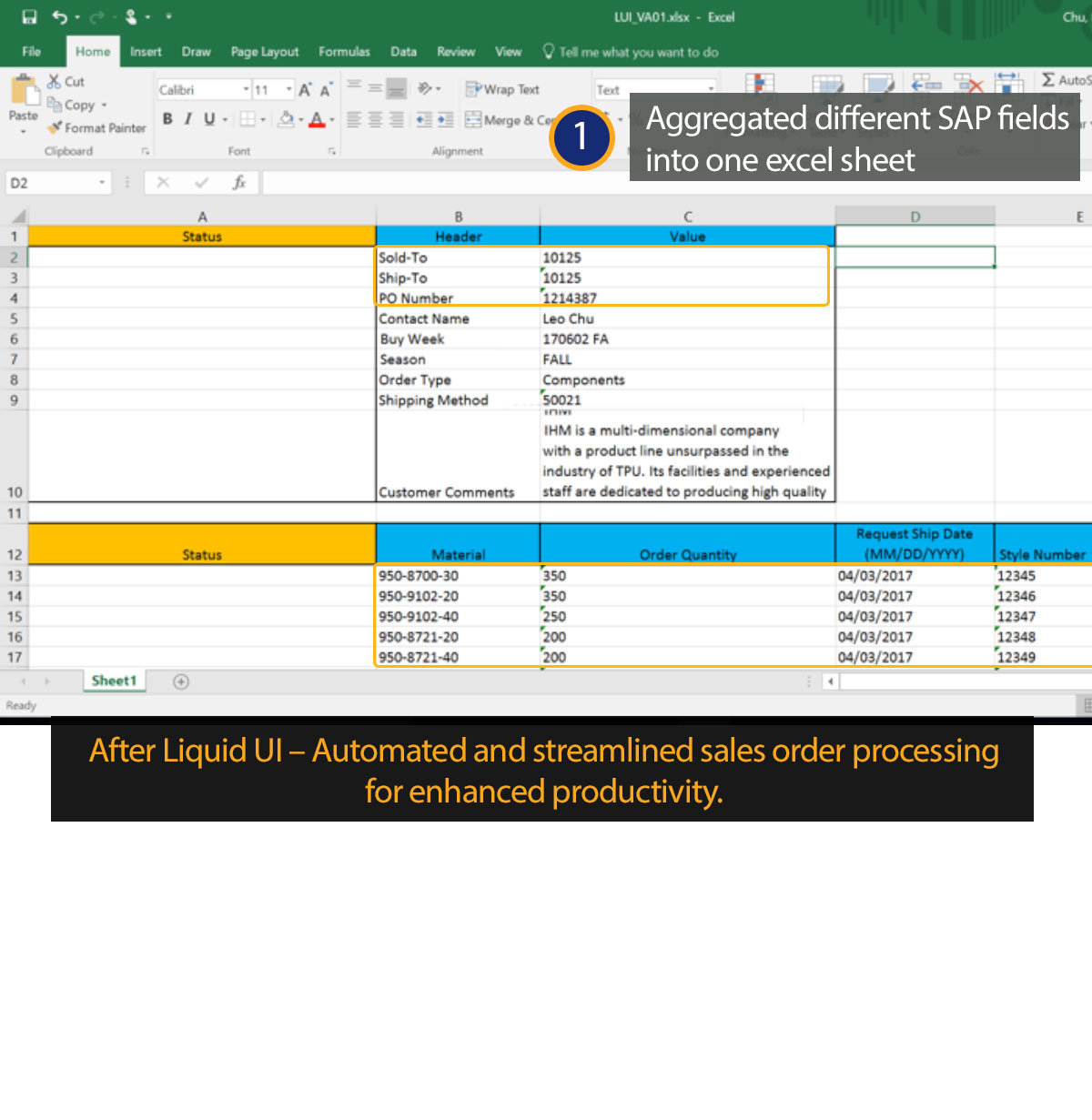 Liquid UI for Excel - SAP MM - Processing Multiple Orders