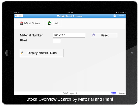 Stock Overview Search by Material and Plant
