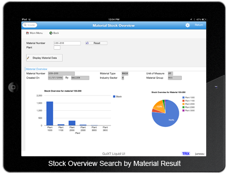 Stock Overview Search by Material Result