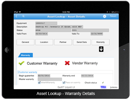 Asset Lookup - Vendor Screen