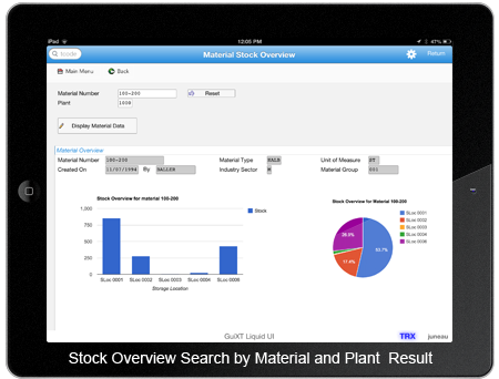 Stock Overview Search by Material and Plant Result